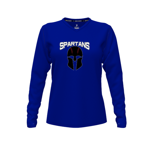 [FTLVCFRY-FYXS-LOGO2] Decker Comfort T-Shirt (Female Youth XS, Royal, V Neck, Logo 2, Long Sleeve)