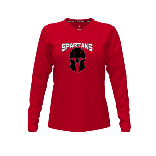 [FTLVCFRD-FYXS-LOGO2] Comfort T-Shirt (Female Youth XS, Red, V Neck, Logo 2, Long Sleeve)