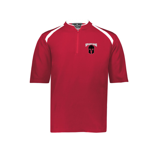[229581-AS-RED-LOGO2] Men's Dugout Short Sleeve Pullover (Adult S, Red, Logo 2)