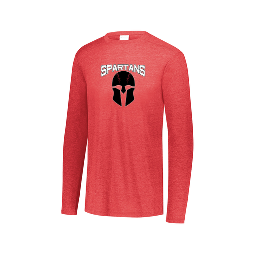 [FTLCUBRD-AXS-LOGO2] Decker Men's Tri-Blend T-Shirt - Long Sleeve (Adult XS, Red, Logo 2)